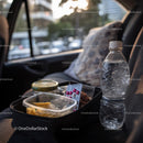 Travel Essentials with Snacks and First Aid Kit in Car