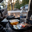 Travel Snacks and Water Bottle in Car Interior