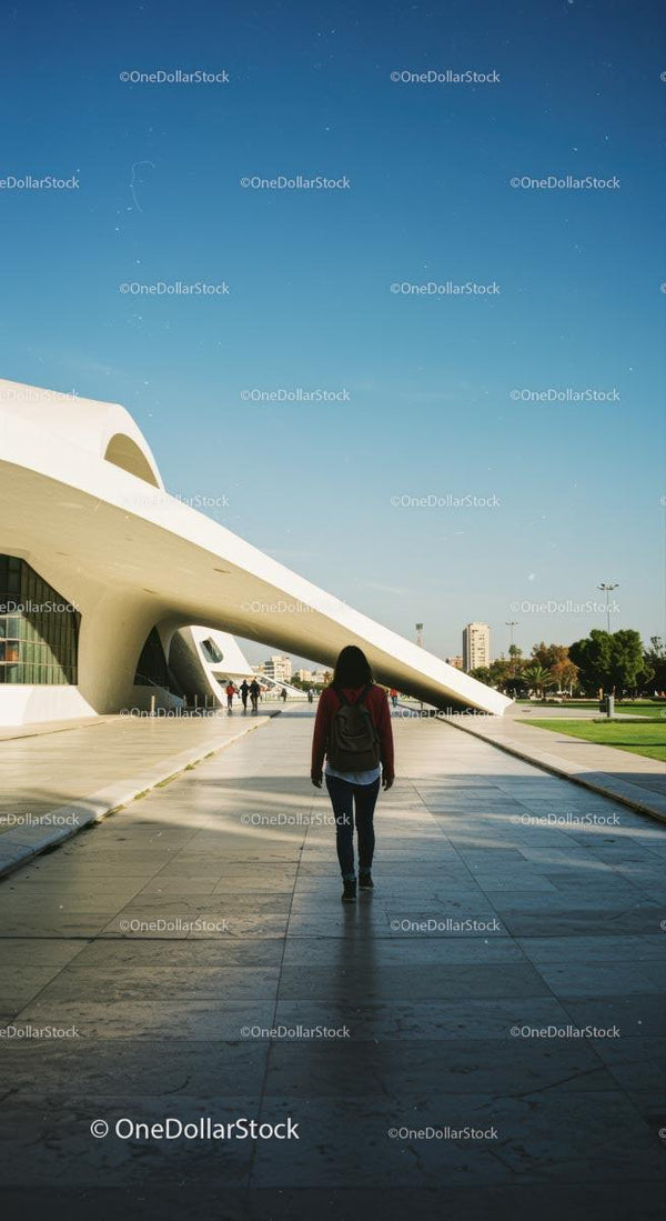 Futurystyczna Miejska Scena z Nowoczesnym Cudem Architektury
