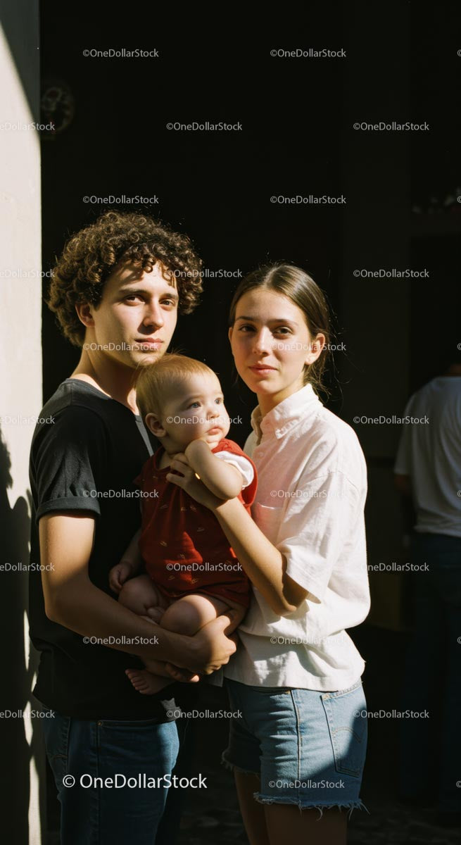 Young Family Enjoying a Sunny Day Together