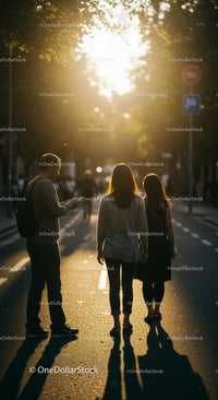 Silhouette of a Young Couple Enjoying a City Night Scene