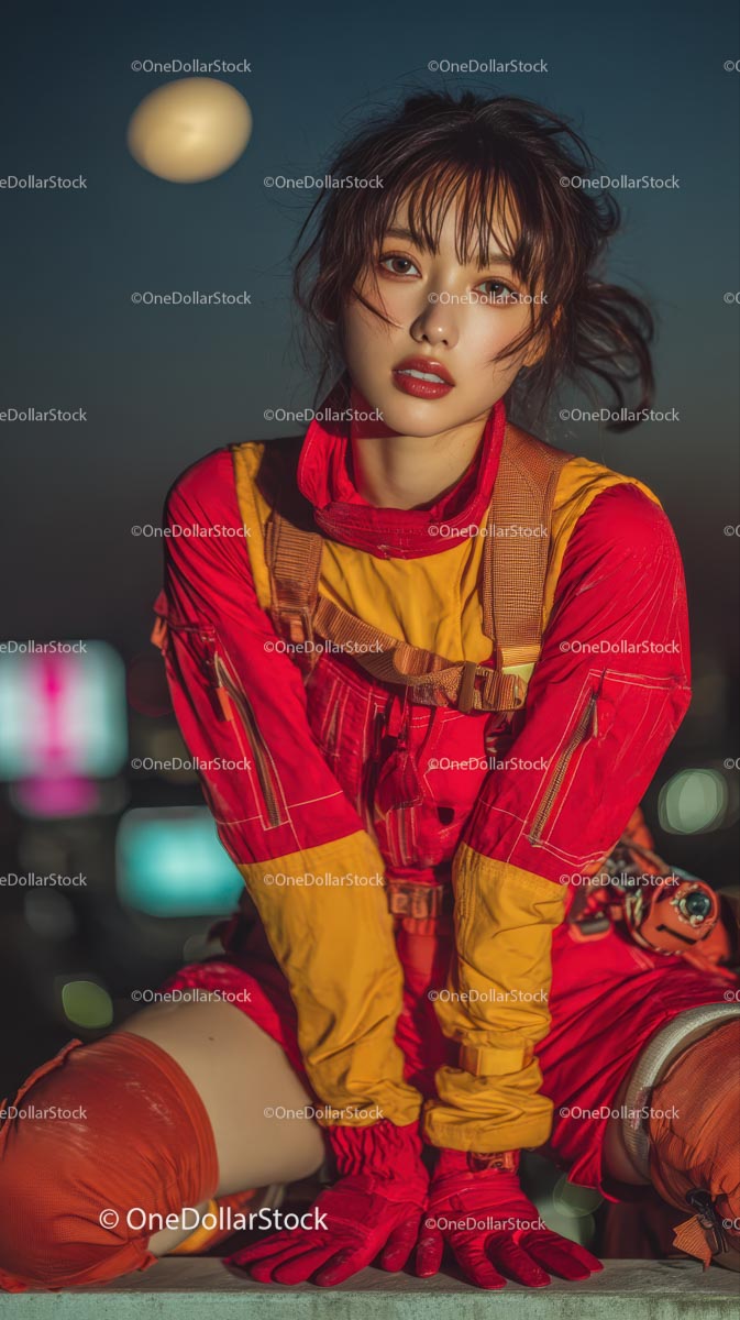 Dynamiczny portret cosplayera w żywym kostiumie
