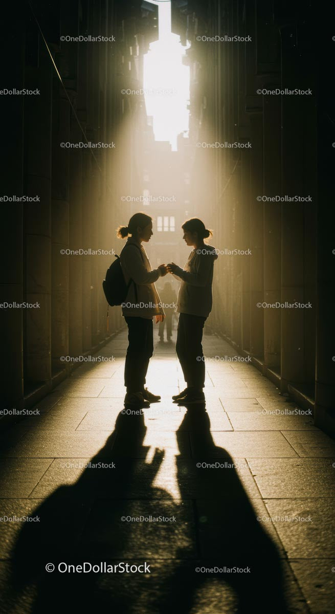 Silhouette of a Young Couple Enjoying a City Night Scene