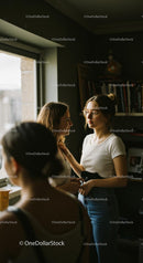 Young Women Conversing in Cozy Sunlit Room