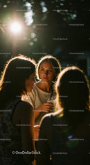 Silhouette of a Young Couple Enjoying a City Night Scene