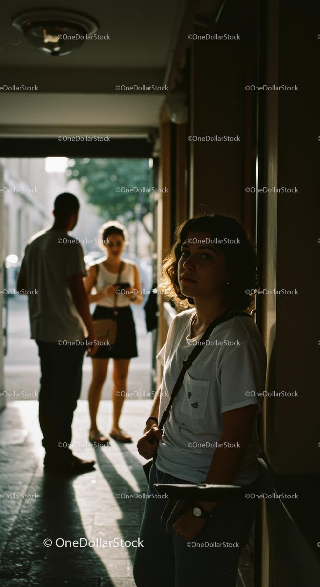 Silhouette of a Young Couple Enjoying a City Night Scene