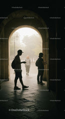 Silhouette of a Young Couple Enjoying a City Night Scene