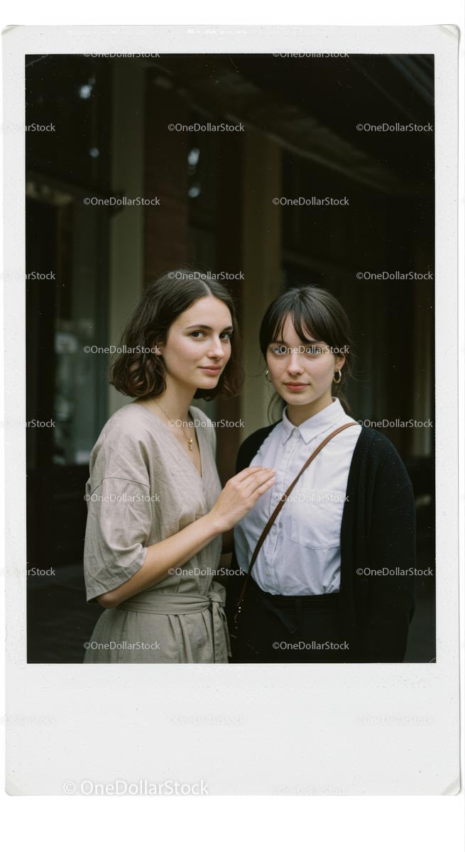 Two Young Women Posing in Urban Setting