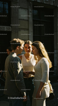 Young Friends Engaging in Lively Conversation Outdoors