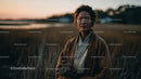 Pensive Woman Holding Yellow Wildflowers at Dusk