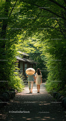 Couple Holding Hands Under Lush Green Canopy