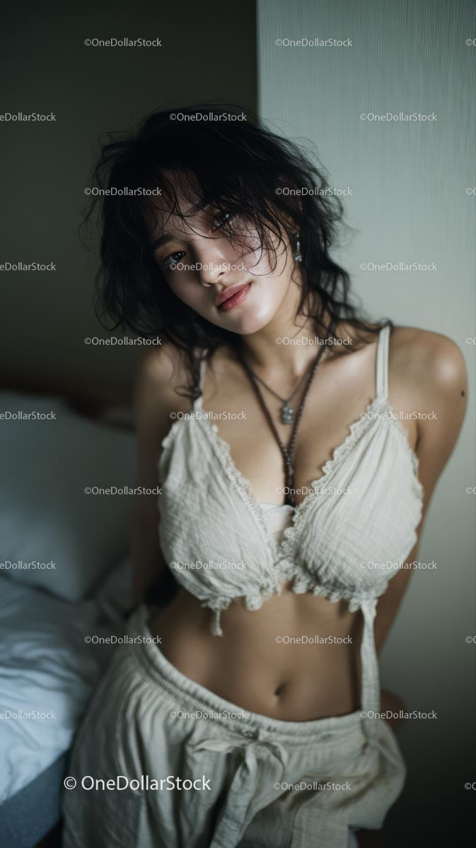 Nastrojowy portret kobiety w zrelaksowanym wnętrzu