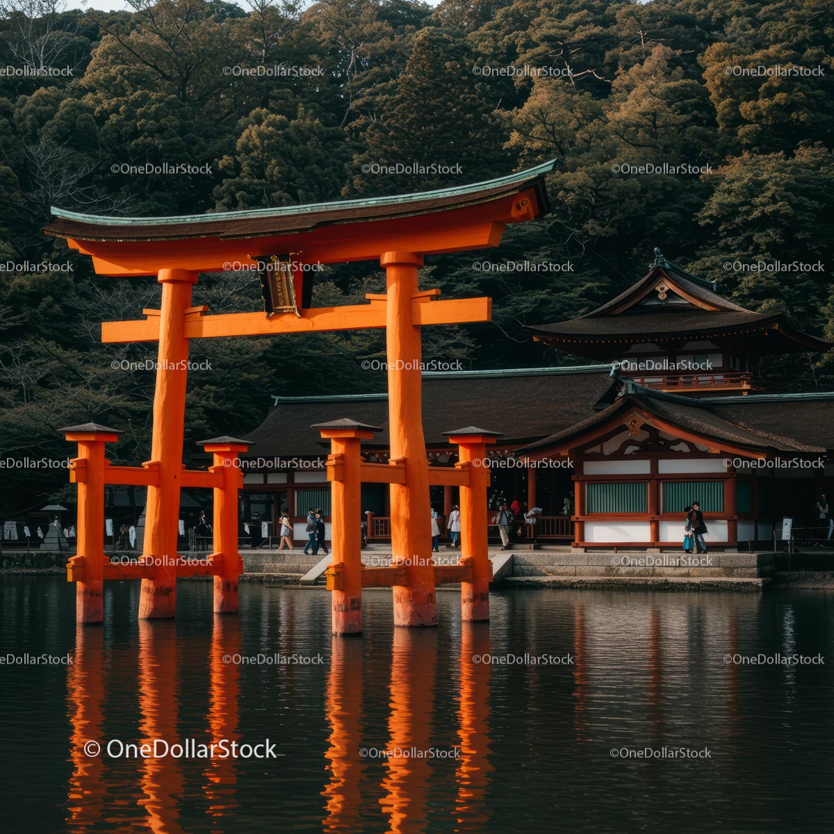 Majestic Torii Gate at Japanese Shinto Shrine
