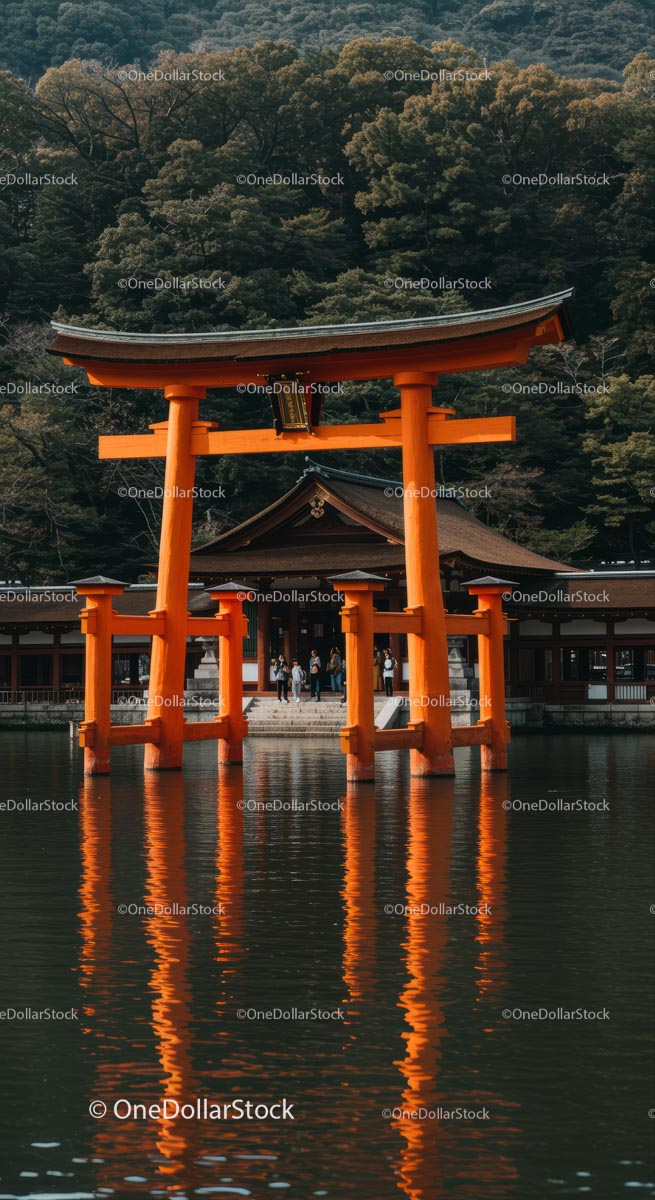 Iconic Torii Gate Reflecting in Calm Waters