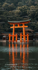 Torii Gate Reflected in Tranquil Waters of Japan