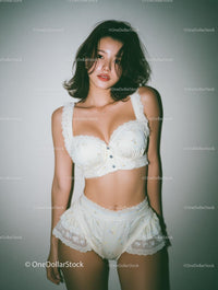 Stylish Woman in Elegant White Lingerie
