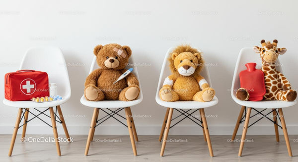 Stuffed Animals in a Playful Medical Setting