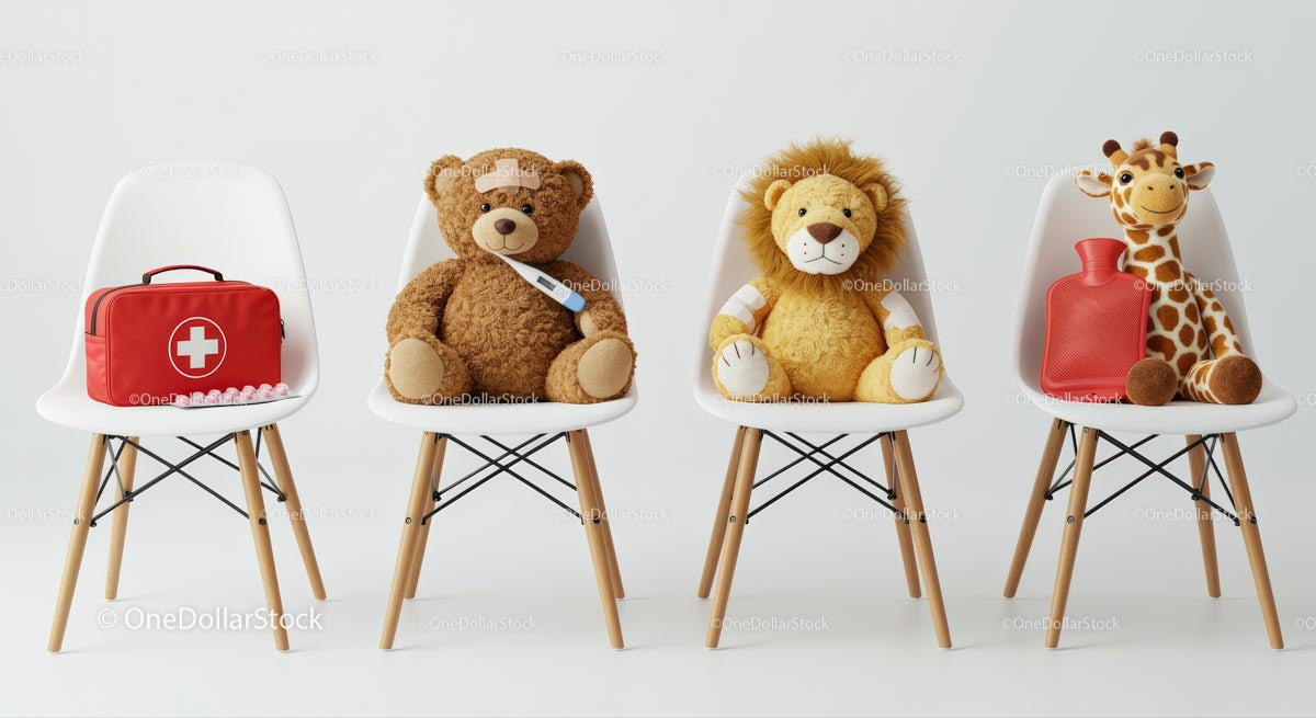 Stuffed Animals in a Pediatric Waiting Room