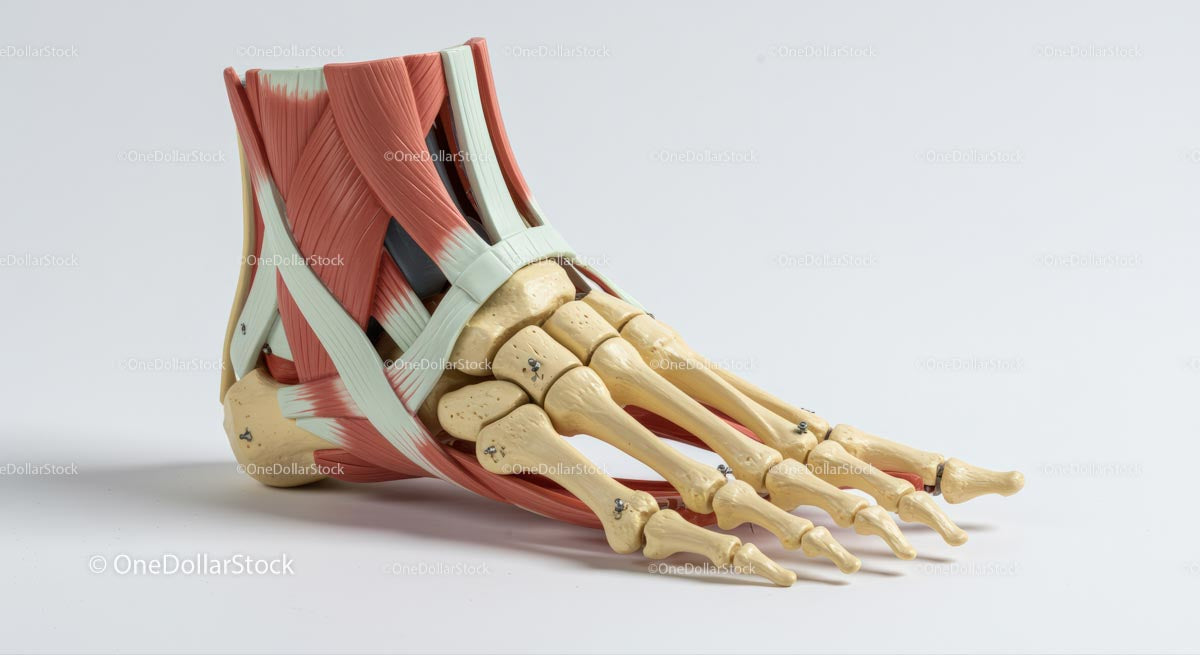 Anatomical Human Foot Model with Bones and Tendons