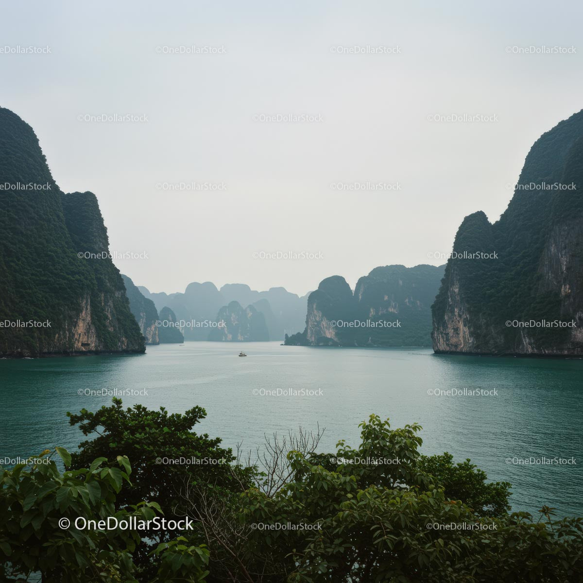 Halong Bay's Majestic Limestone Karsts and Tranquil Waters