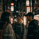 Group of Friends Enjoying Nightlife in Urban Setting