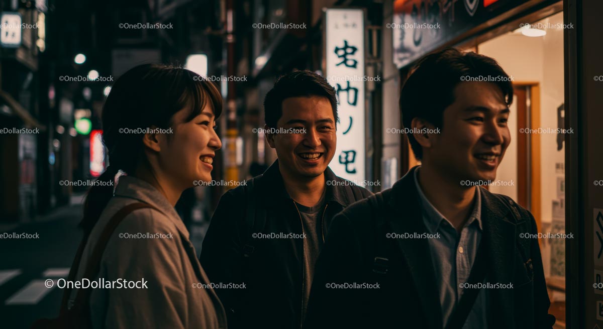 Group of Friends Enjoying a Night Out in the City