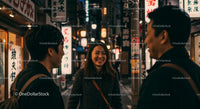 Friends Enjoying a Night Out in a Vibrant City