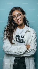 Confident Woman in Glasses with Casual Outfit