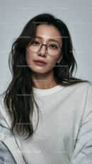 Portrait of a Woman with Glasses in White Sweater
