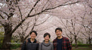 Smiling Friends Under Blooming Cherry Blossoms