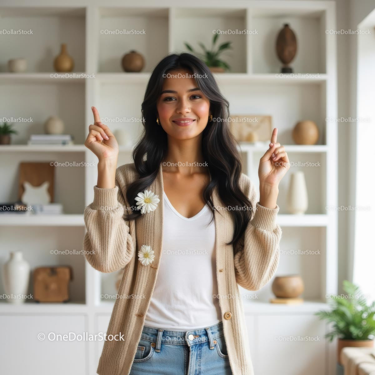 Cheerful Woman in a Cozy Modern Living Space