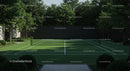Serene Outdoor Tennis Court Surrounded by Lush Trees