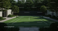 Woman Playing Tennis on Modern Outdoor Court