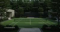 Woman Playing Tennis on Modern Outdoor Court