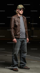Casual Male in Leather Jacket at Night