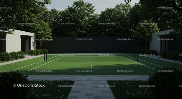 Private Outdoor Tennis Court in Modern Luxury Setting