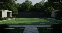 Woman Playing Tennis on Modern Outdoor Court