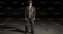 Young Man in Leather Jacket Standing in Dimly Lit Parking Lot