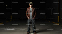 Casual Style with Leather Jacket and Sunglasses at Night