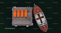 Aerial View of Luxury Yacht Beside Wooden Dock