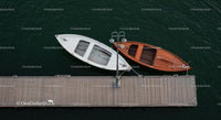 Aerial View of Wooden Boats Moored at Dock