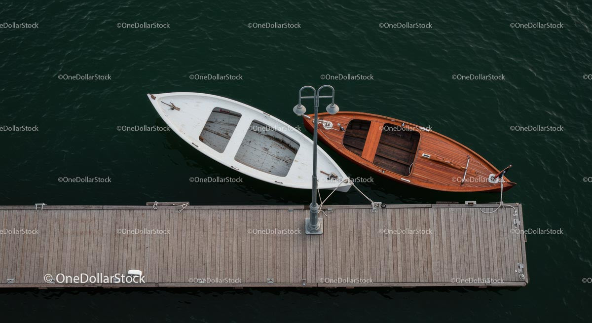Aerial View of Luxury Yacht Beside Wooden Dock