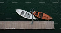 Aerial View of Luxury Yacht Beside Wooden Dock