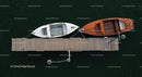 Aerial View of Two Boats Docked on a Wooden Pier