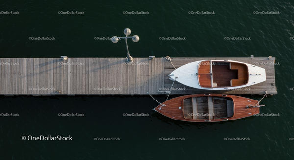 Wooden Boats Moored at a Quiet Dock, Top View