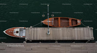 Aerial View of Luxury Yacht Beside Wooden Dock