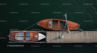 Aerial View of Luxury Yacht Beside Wooden Dock
