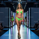 Runway Model in Vibrant Green Bikini at Fashion Show