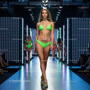 Glamorous Runway Model in Green Bikini at Fashion Show