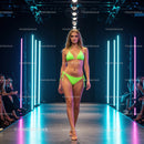 Model in Neon Green Bikini Walking at Fashion Show